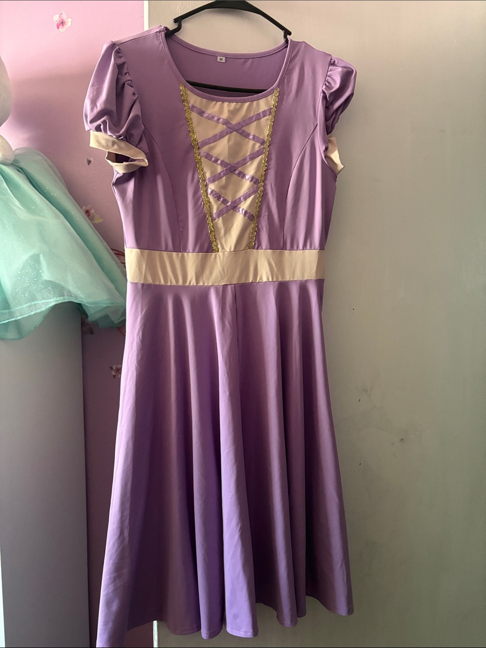 Kids Lavender Princess Dress with Cream Trim